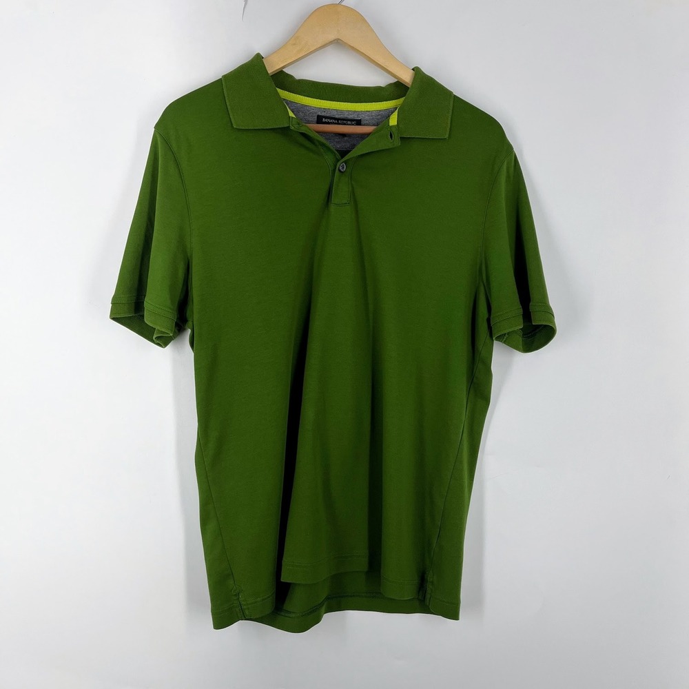 Banana Republic Luxury Touch Polo Shirt Mens Short Sleeve Olive Green Collared